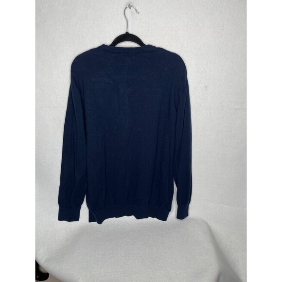 LL Bean Sweater Mens XXL Tall 2XLT V Neck Navy Blue Cotton Cashmere - Picture 5 of 8